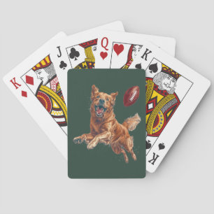 Niedlicher Golden Retriever Hund Fußball spielen Spielkarten
