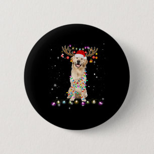Niedlicher Golden Retriever Weihnachtsbeleuchtung  Button