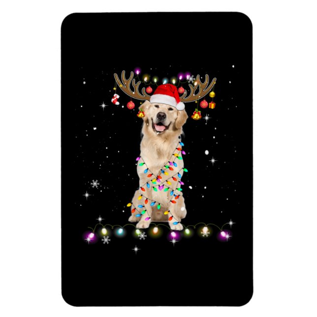 Niedlicher Golden Retriever Weihnachtsbeleuchtung  Magnet (Vertikal)