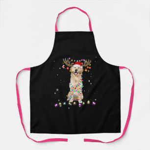 Niedlicher Golden Retriever Weihnachtsbeleuchtung  Schürze