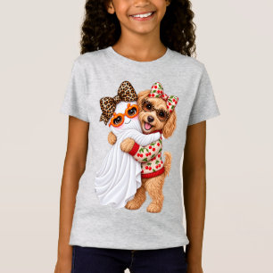 Niedlicher Goldendoodle-Geist Halloween Herbst Kun T-Shirt