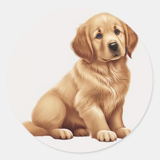 niedlicher Goldene Retriever Runder Aufkleber (Vorderseite)