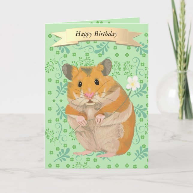 Niedlicher Goldener Hamster mit einer Blume Karte (Vorderseite)