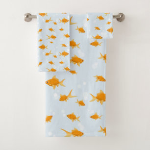 Niedlicher Goldfisch im Wasser schwimmen Badhandtuch Set