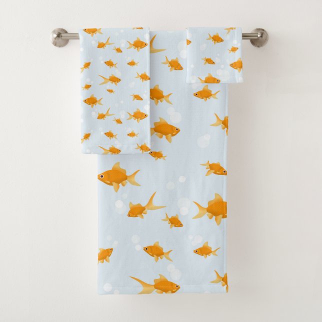 Niedlicher Goldfisch im Wasser schwimmen Badhandtuch Set (Insitu)