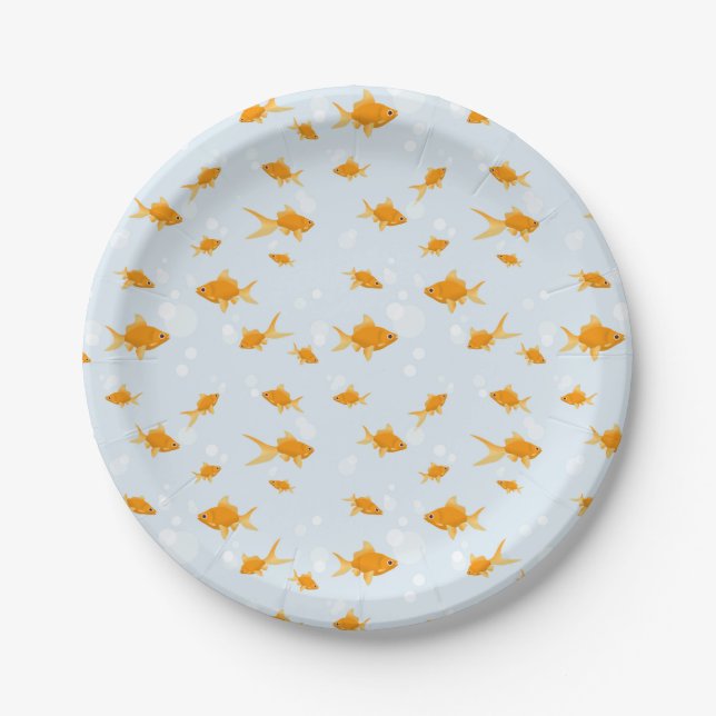 Niedlicher Goldfisch im Wasser schwimmen Pappteller (Vorderseite)