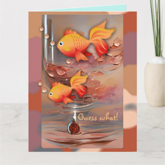 Niedlicher Goldfisch und Kuchentext Geburtstag Karte
