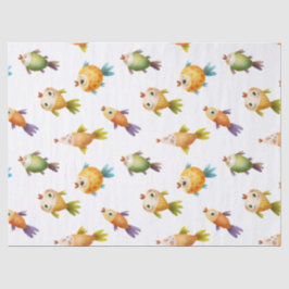 Niedlicher Goldfish auf der White Decoupage Seidenpapier