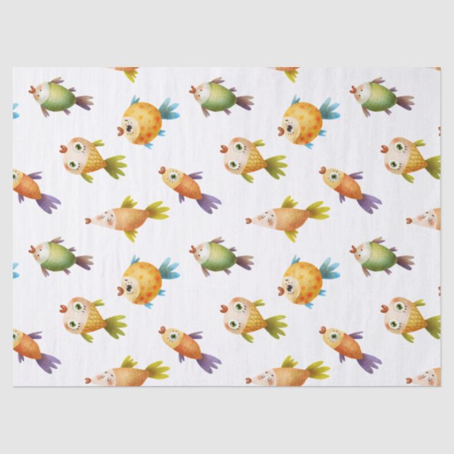 Niedlicher Goldfish auf der White Decoupage Seidenpapier (Vorderseite)