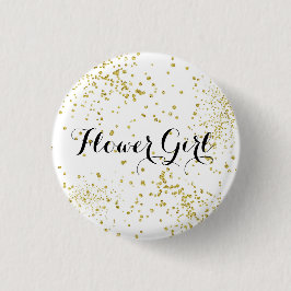 Niedlicher GoldGlitzer-Blumen-Mädchen-Knopf Button