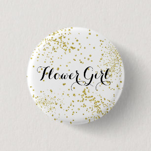 Niedlicher GoldGlitzer-Blumen-Mädchen-Knopf Button