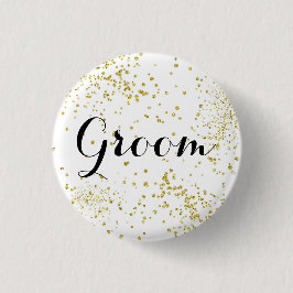 Niedlicher GoldGlitzer-Bräutigam-Knopf Button