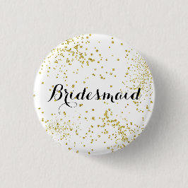 Niedlicher GoldGlitzer-Brautjungfern-Knopf Button