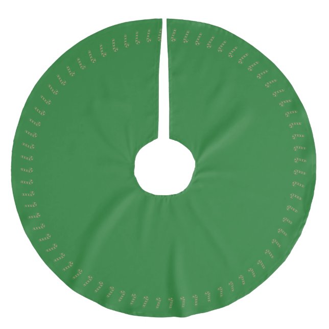 Niedlicher goldgrüner Zuckerrohrrand Weihnachten Polyester Weihnachtsbaumdecke (Vorderseite)