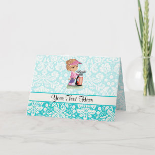 Niedlicher Golf; Damask Muster Karte