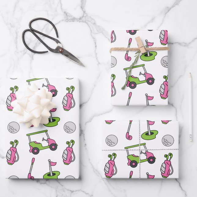 Niedlicher Golf Geschenkpapier Set (Vorderseite)