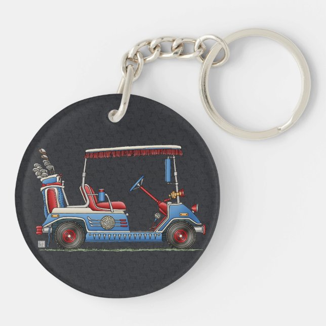 Niedlicher Golf-Wagen Schlüsselanhänger (Rückseite)