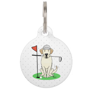 Niedlicher Golf Yellow Labrador Retriever Dog Haustiermarke