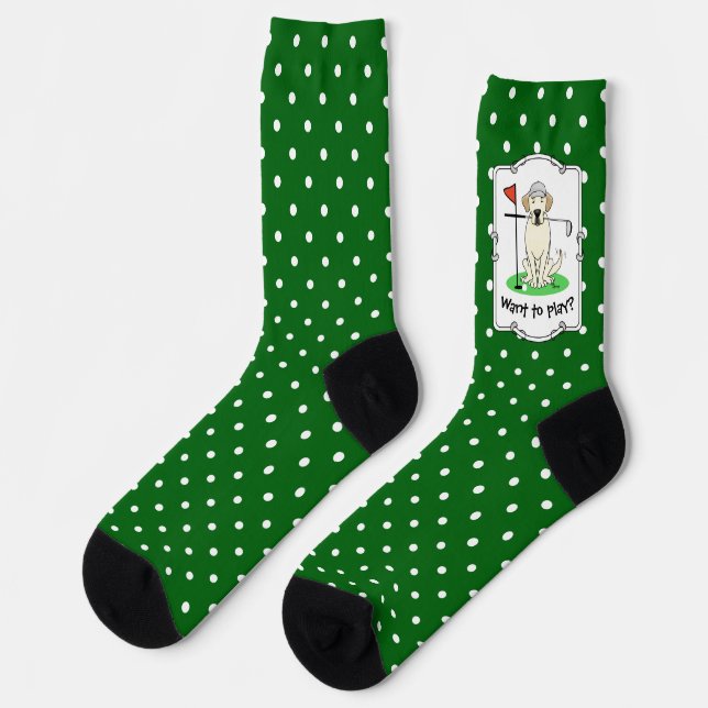 Niedlicher Golf Yellow Labrador Retriever Dog Socken (Linkes Detail)