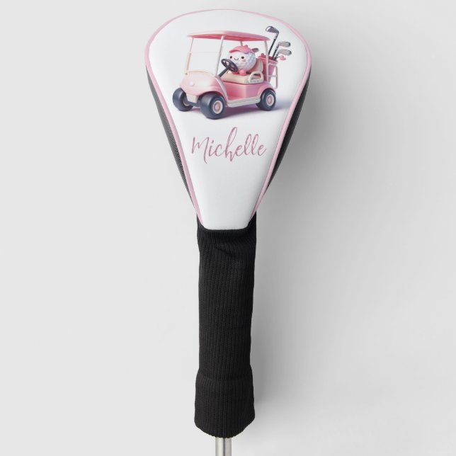 Niedlicher Golfball Fahren mit dem Golfplatz Golf Headcover (Vorderseite)