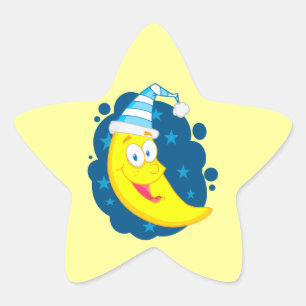 niedlicher Goodnight Mond Cartoon Stern-Aufkleber