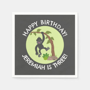 Niedlicher Gorilla personalisierter Cartoon Geburt Serviette