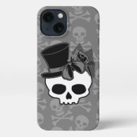 Niedlicher Goth-Skull mit Top-Hat-Rose