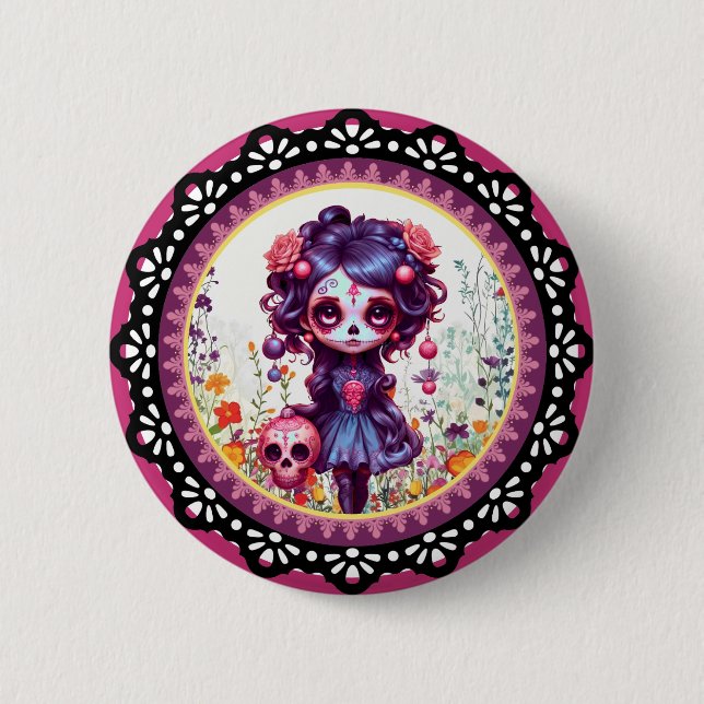 Niedlicher Gothic Garden Zuckerkult Button (Vorderseite)
