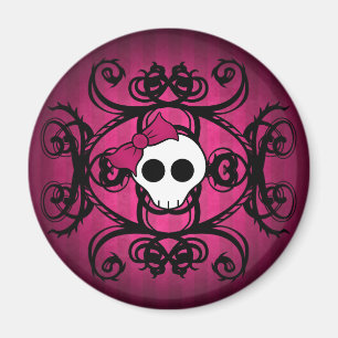 Niedlicher gotischer Schädel auf fuschia und Magnet