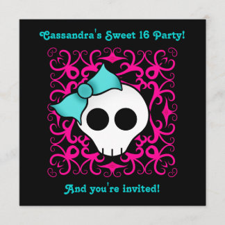 Niedlicher gotischer Schädel, süß 16 Geburtstagspa Einladung