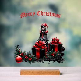 Niedlicher gotischer Weihnachtself. Acrylschild