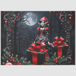Niedlicher gotischer Weihnachtself. Seidenpapier