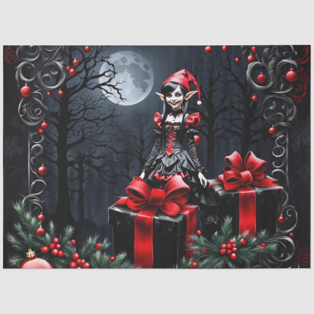 Niedlicher gotischer Weihnachtself. Seidenpapier (Vorderseite)