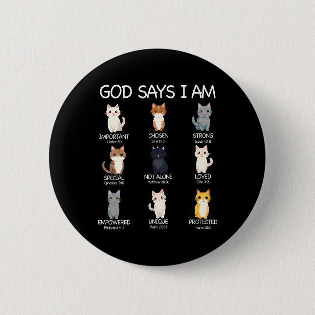 Niedlicher Gott sagt, ich bin Cat Lover Funny Chri Button (Vorderseite)
