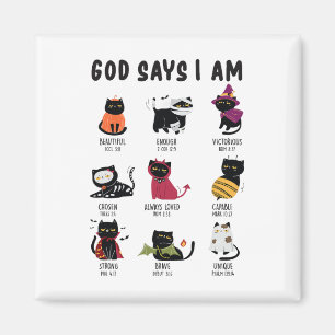 Niedlicher Gott sagt, ich bin Cat Lover Funny Chri Magnet