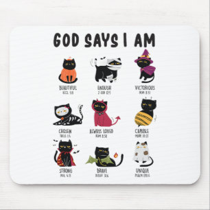 Niedlicher Gott sagt, ich bin Cat Lover Funny Chri Mousepad