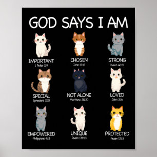 Niedlicher Gott sagt, ich bin Cat Lover Funny Chri Poster