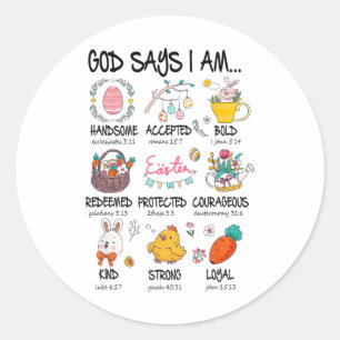 Niedlicher Gott sagt, ich bin Christlich Jesus glü Runder Aufkleber