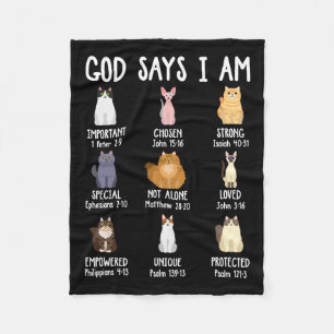 Niedlicher Gott sagt, ich bin Katze über Christlic Fleecedecke