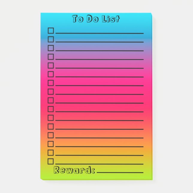 Niedlicher Gradient| Blau bis rosa bis grün Post-it Klebezettel (Vorderseite)