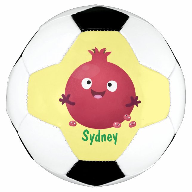 Niedlicher Granatapfelfruchtiger Cartoon Fußball (Vorderseite)