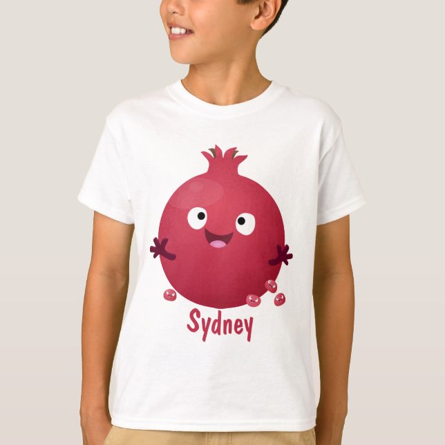 Niedlicher Granatapfelfruchtiger Cartoon T-Shirt (Vorderseite)