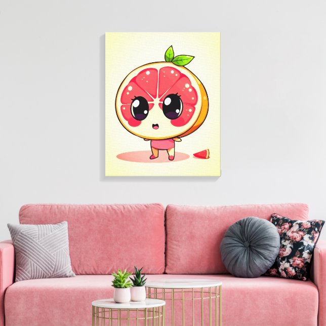 Niedlicher Grapefruit-Charakter Leinwanddruck (Insitu (Wohnzimmer))