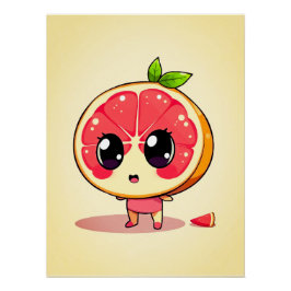 Niedlicher Grapefruit-Charakter Poster