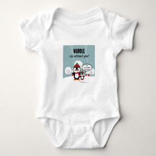 Niedlicher Graue Baby-Pinguin im Winterschnee Baby Strampler
