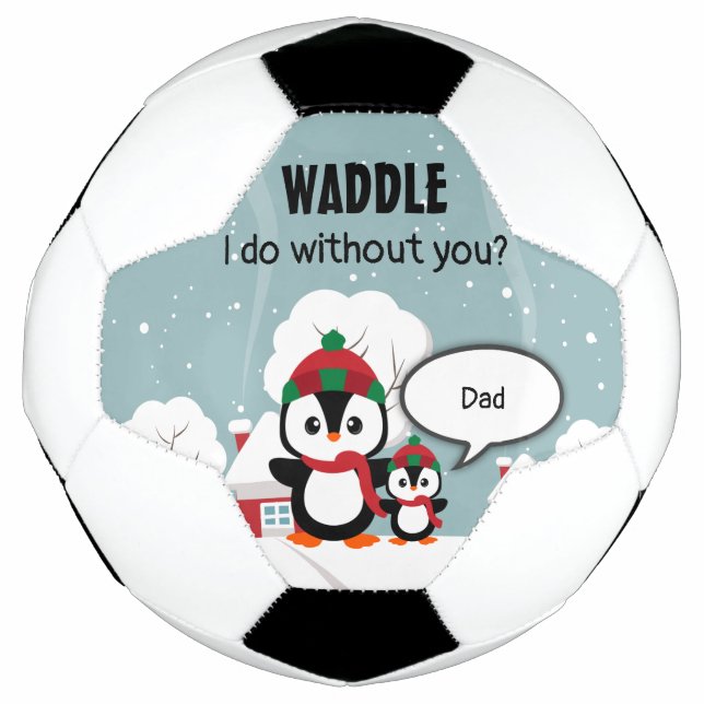 Niedlicher Graue Baby-Pinguin im Winterschnee Fußball (Vorderseite)