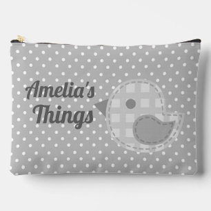 Niedlicher grauer Baby Bird und Polka Dot Personal Zubehörtasche
