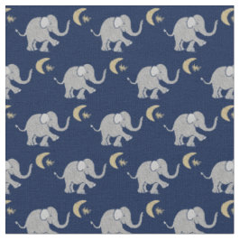 Niedlicher grauer Baby-Elefant mit Mond und Stern Stoff