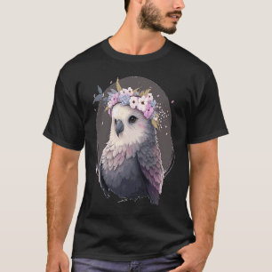 Niedlicher grauer Budgie Parakeet Bird Blume Crown T-Shirt