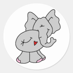 Niedlicher grauer Elefant Runder Aufkleber